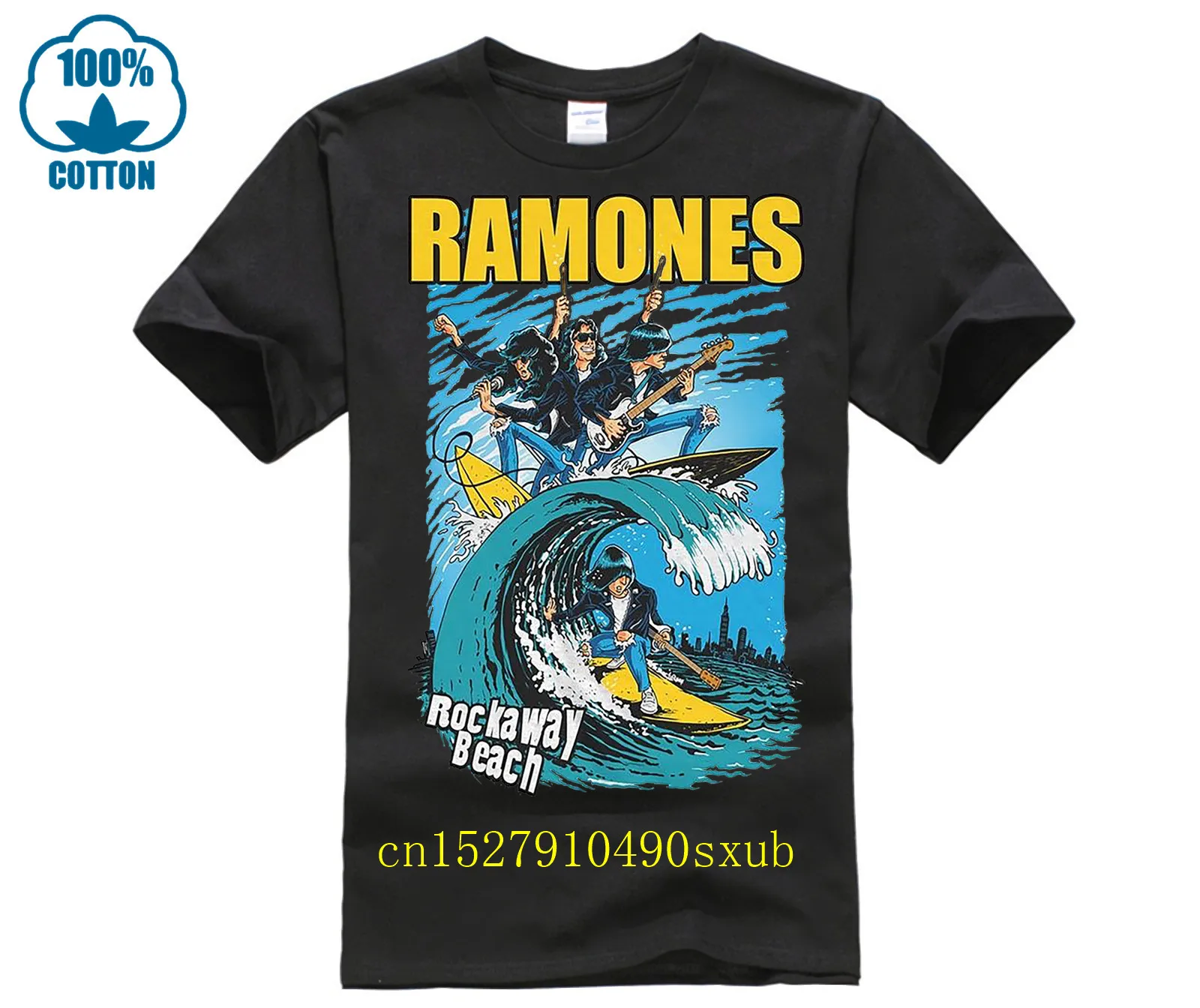 Недорогая Футболка GILDAN Ramones, Пляжная футболка «Rockaway», 100% хлопок, семейная футболка Geek