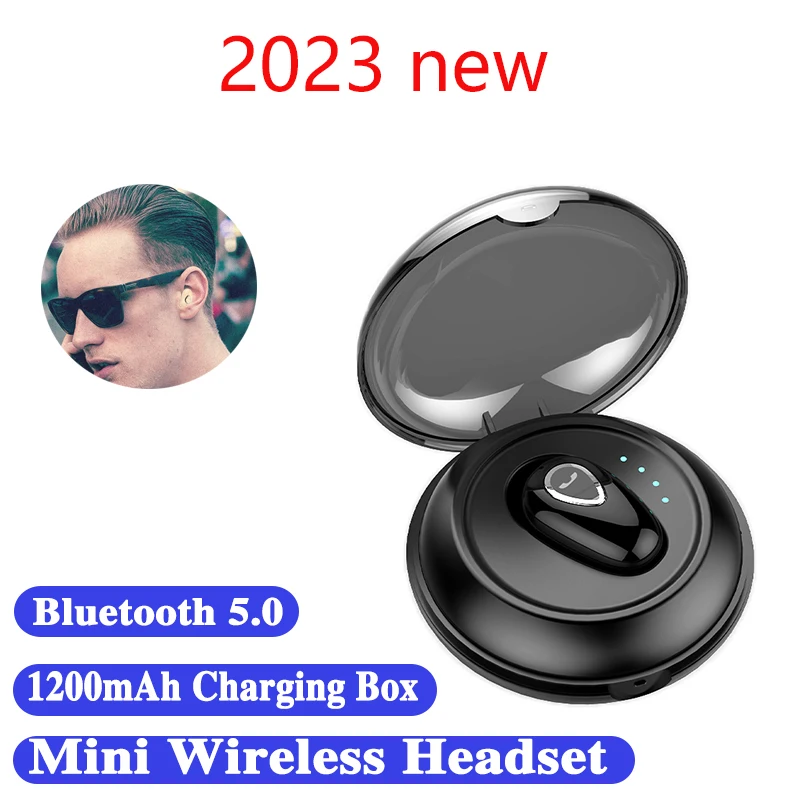 

new Mini Earphone Bluetooth 5.0 Wireless Headphones Hi-Fi Bass Music Headset with HD Mic 1200mAh Charging Box Sports Earbuds