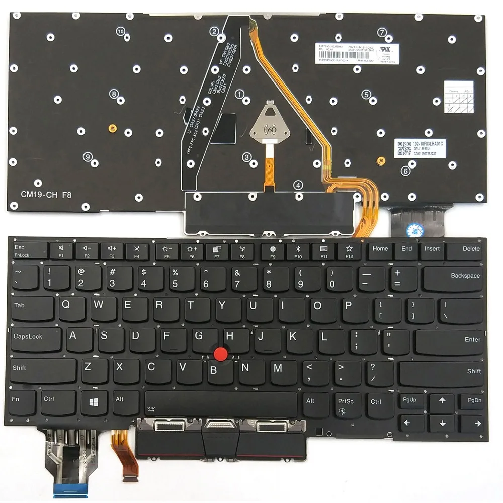 

New US Backlit Keyboard For Lenovo Thinkpad X1 Carbon 7th Gen X1C 2019 SN20R55563 Type 20QD 20QE 20R1 20R2 Laptop English
