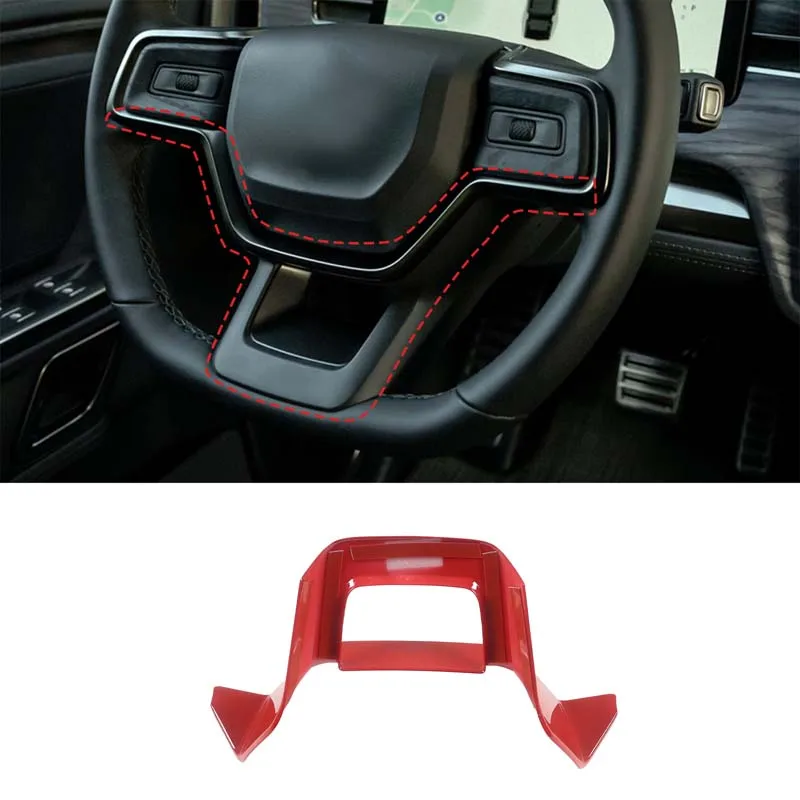 

For Rivian R1T/R1S 2022-2023 ABS Carbon Fiber Car Steering Wheel Button Frame Cover Trim Stickers Car Accessories