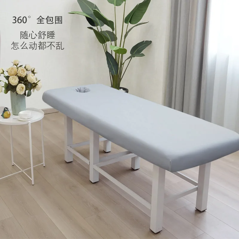 

Massage Table Bed Fitted Sheet Elastic Full Cover Rubber Band Massage SPA Treatment Bed Cover with Hole