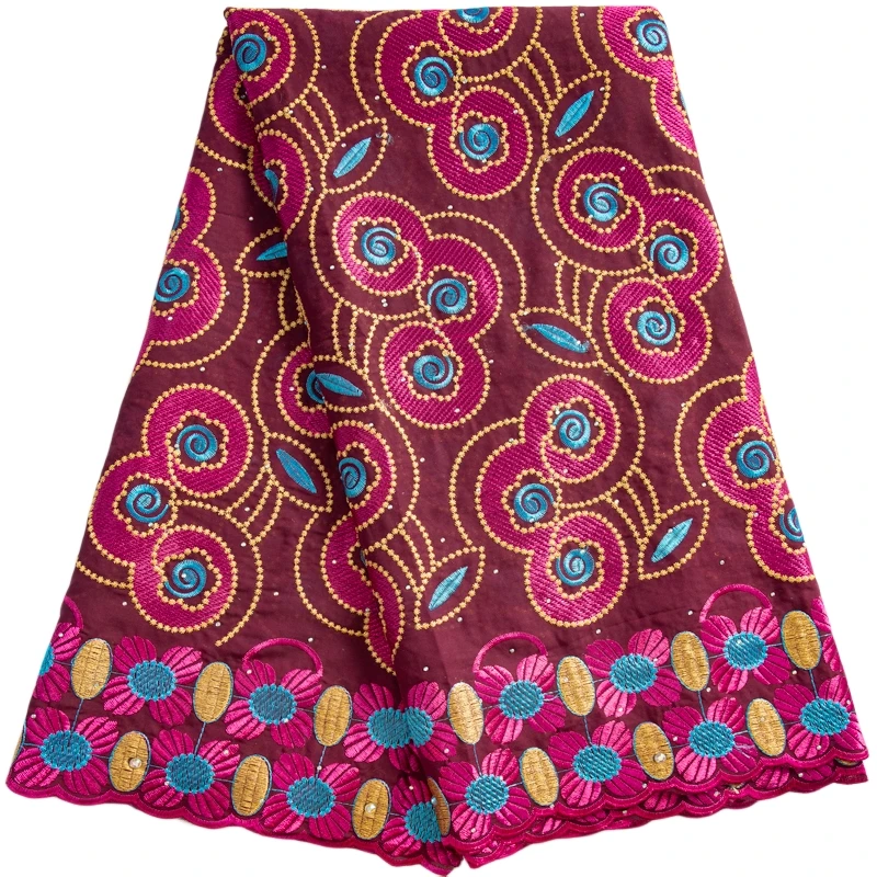 

African Swiss Laces Fabric Dry Material Embroidered Voile Cotton Fabric High Quality 5Yards For Diy Sew Party Wedding F3446