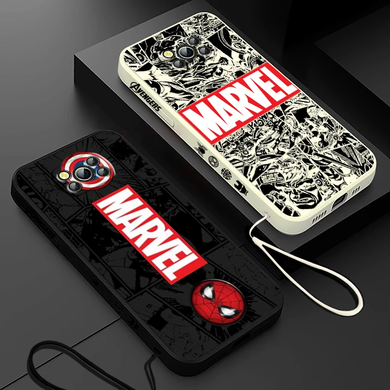

Avengers Marvel Cute Comics For Xiaomi Poco Phone Case For X4 X3 F4 F3 NFC M5 M4 M3 GT S Pro 4G 5G Liquid Left Rope Cover