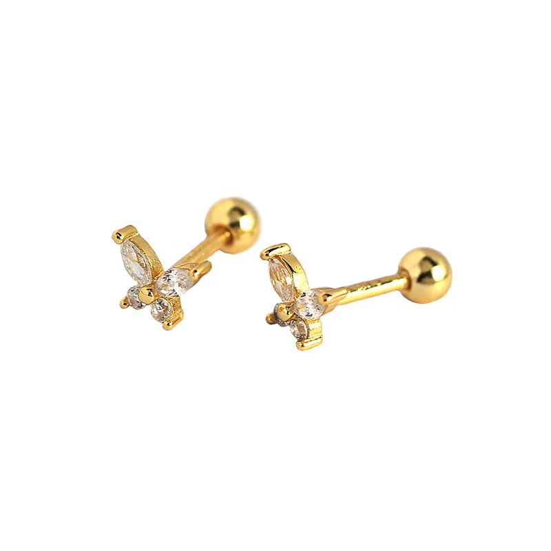 

2023 New 925 Sterling Silver Cubic Zirconia Butterfly Stud Earrings 18K Gold Plated Dainty Tiny Earrings Hypoallergenic Jewelry