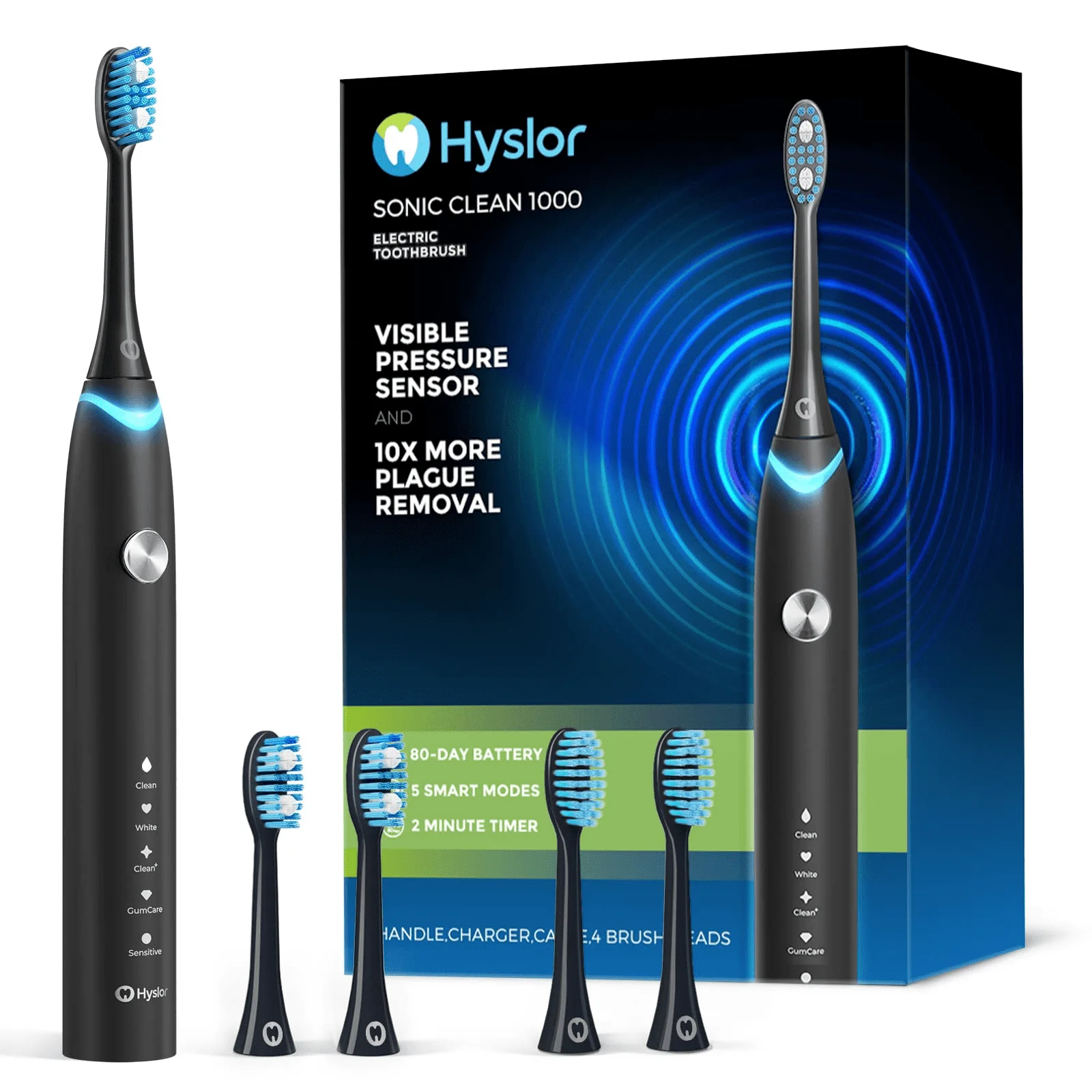 

Rechargeable Toothbrush with Pressure Sensor, Whitening Battery Toothbrushes, 5 Modes Sonic Toothbrush for Adult, Extra Sensiti