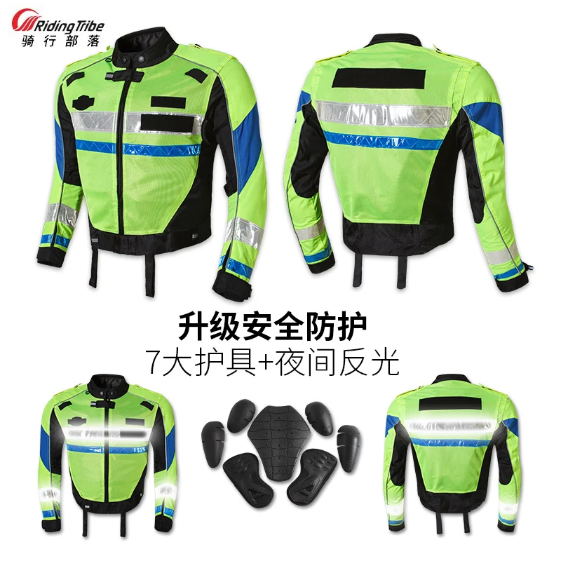 Men Motorcycle Jacket Police style Summer Reflective Protective Coat Moto Rally Motocross Racing Clothing Rider Body Armor JK-40