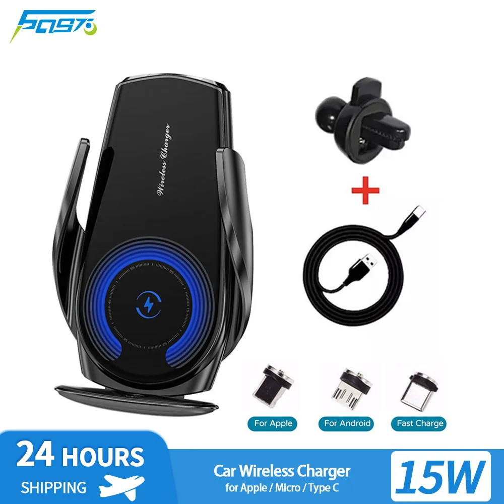

Беспроводное зарядное устройство Qi 15 Вт, автомобильный держатель для телефона с креплением на вентиляционное отверстие для iPhone 14 13 12 Pro Max Xiaomi Huawei, магнитная Быстрая зарядка