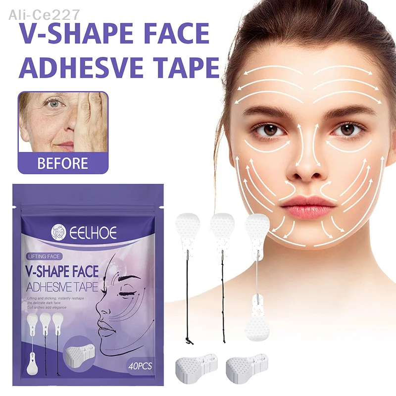 

40Pcs/Set V-Shape Instant Invisible Face Stickers FaceSagging Skin Lift Up Facial Thin Line Wrinkle Fast Chin Adhesive Tape