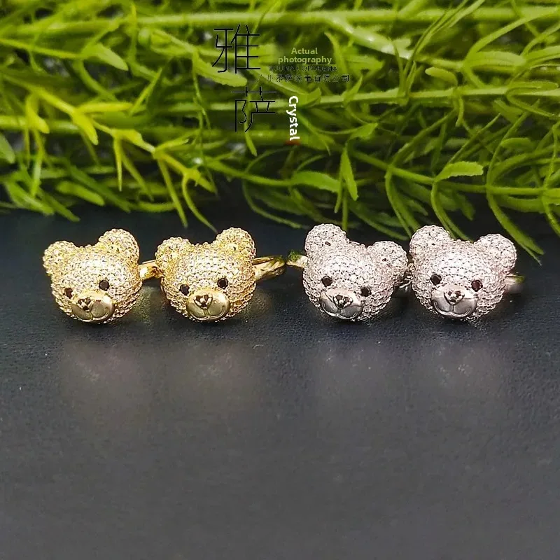 Модное уникальное кольцо с медведем женское в открытом стиле милое популярное