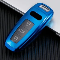 tpu car key case cover for audi a6 a7 a8 e tron q5 q8 c8 d5 transparent key protector shell auto accessories