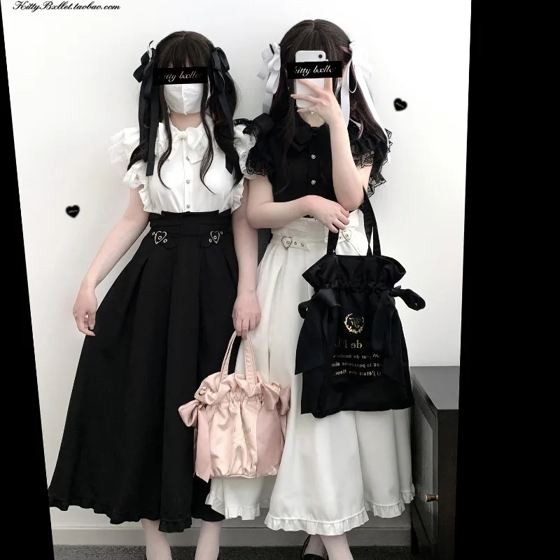 Осень 2023 новые черные длинные юбки в японском стиле Rojita с высокой талией и