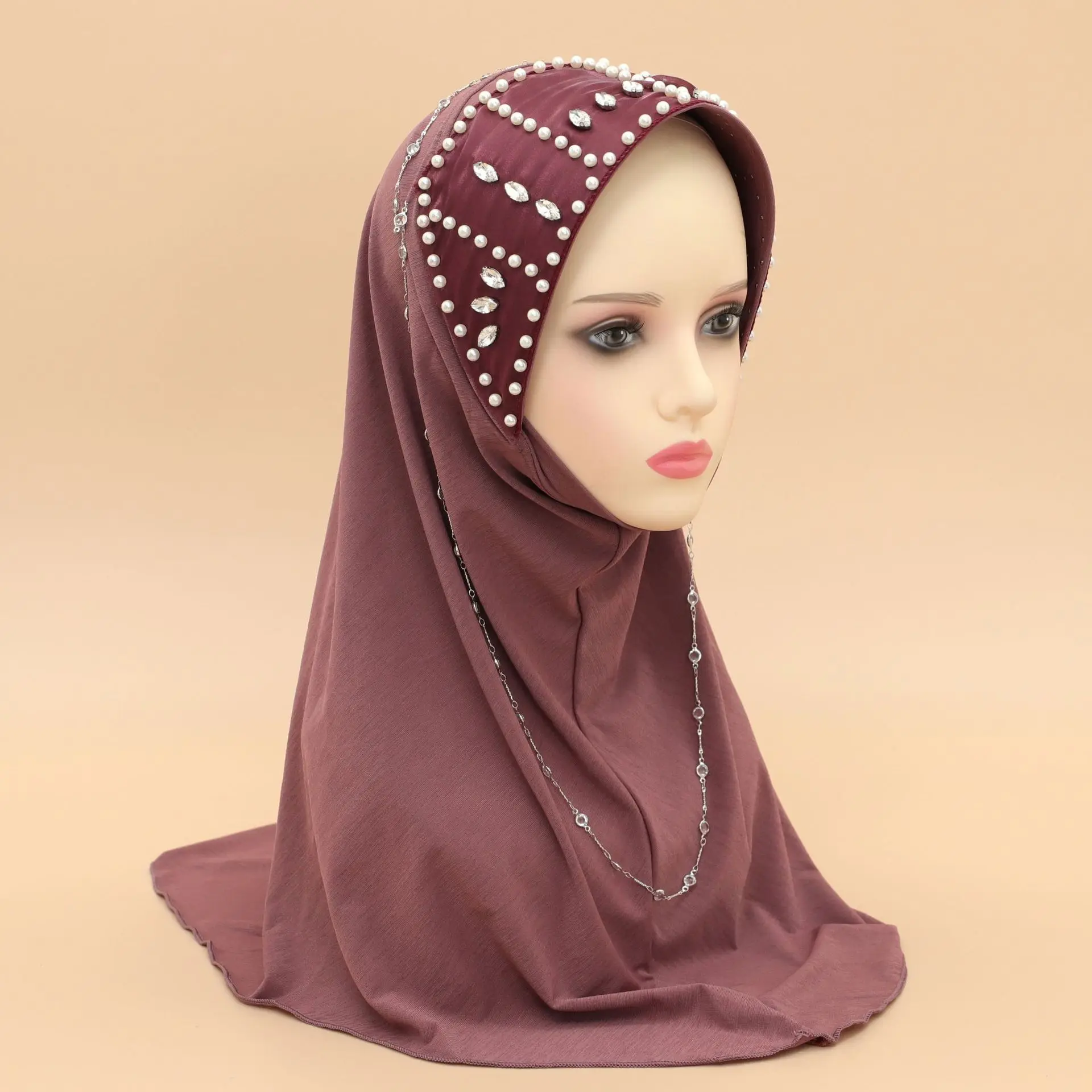 Мусульманский хиджаб с бриллиантами хиджабы из бисера арабские женщины готовый