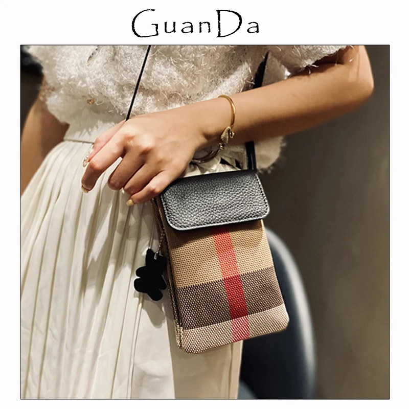 

Вместительная Роскошная клетчатая женская сумка через плечо для телефона, винтажная маленькая дамская сумка с клапаном, кошелек в Корейско...