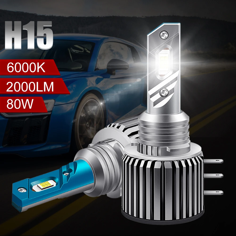 

2PCS Car H15 LED Bulbs Headlight Bulb 80W High 20000LM 6000K White Fast Heat Dissipation Waterproof for BMW Mercedes Benz Golf