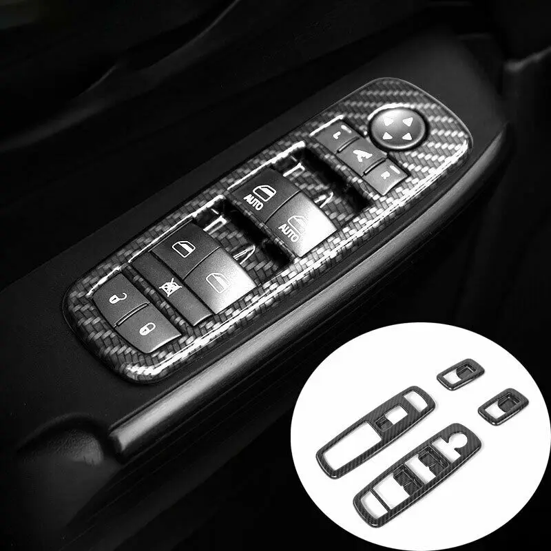 

Window Lift Panel Switch Cover Trim Fit For Jeep 2014-2020 Cherokee Carbon Fiber