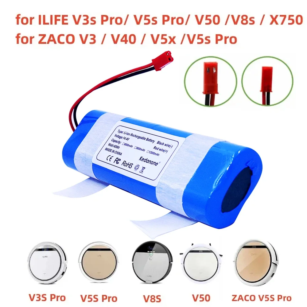 Фото Литиевая батарея 14,8 В, 12800 мАч для ILIFE V3s Pro V50 V5s Pro V8s V80 Max B5 Max S5 Pro X750, аккумулятор для робота-пылесоса №3