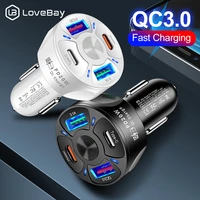 lovebay 4 ports usb car charger pd 20w 3 1a qc3 0 fast charging for iphone 13 samsung xiaomi phone tablet charger adapter in car