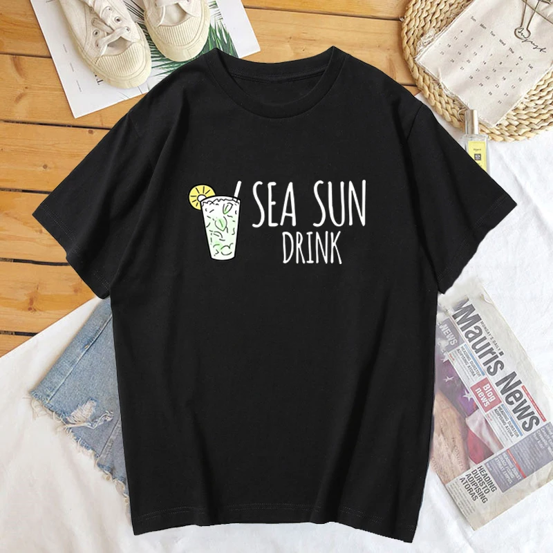 

Женская хлопковая футболка с коротким рукавом, принтом Мохито, лето