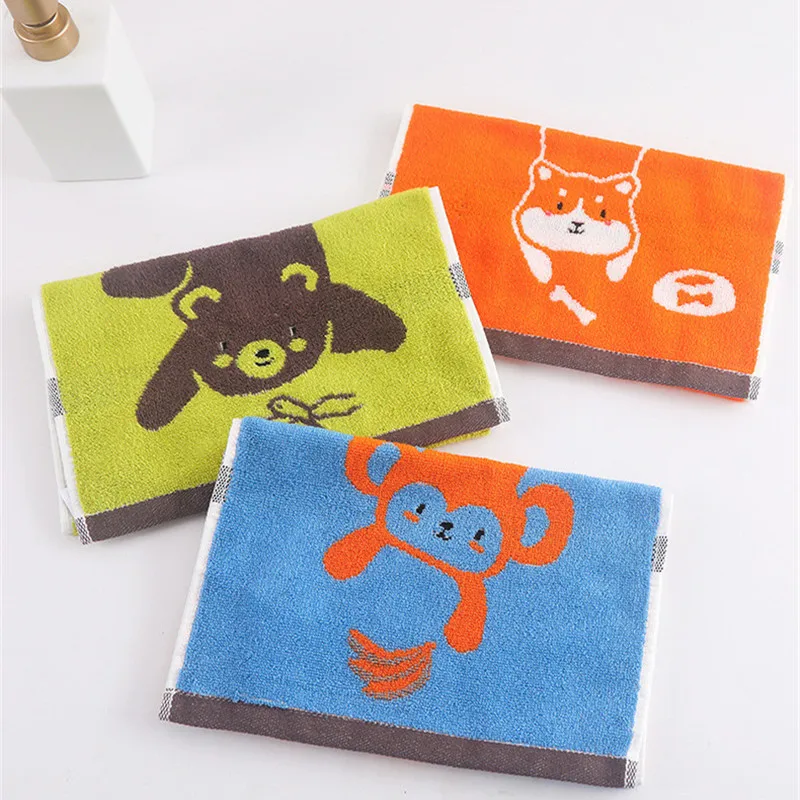 

25x50cm 100% Cotton Children Hand Face Towel Cartoon Animal Colorful Printed Soft Absorbent Bathroom Washcloth