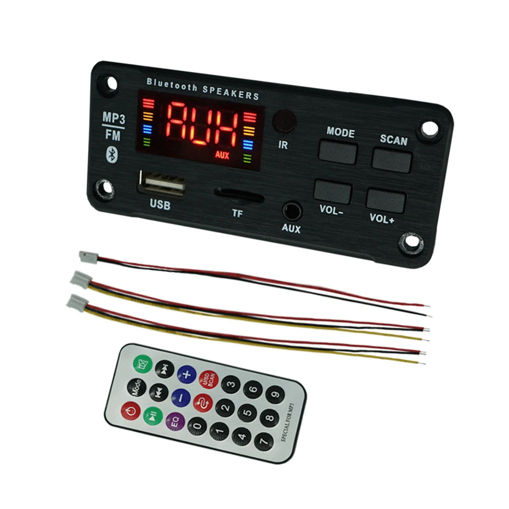 Bluetooth5.0 Decoding Module 12V 50W Wireless Car USB mp3 Player Bluetooth Board TF Card Slot/FM/Remote 2*25W Decoder Audio Modu