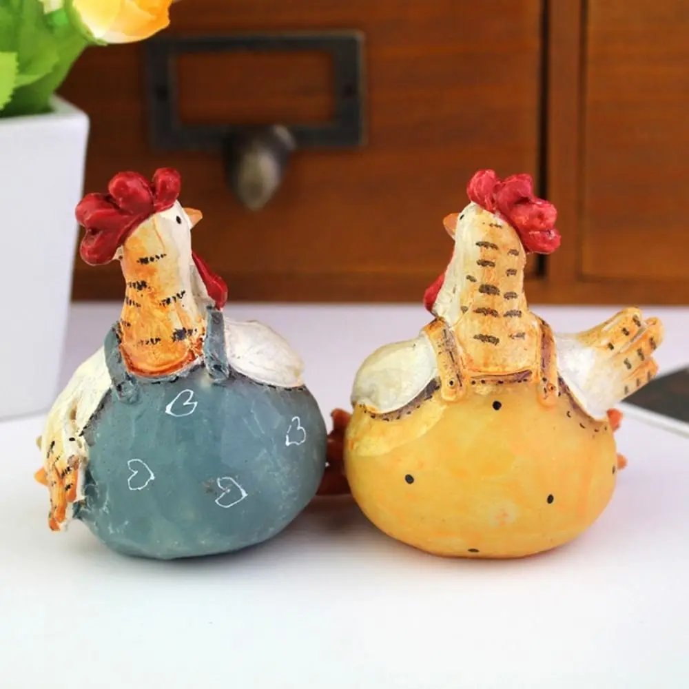 Милая пара фигурок курицы смоляные артефакты ремесло куриный орнамент