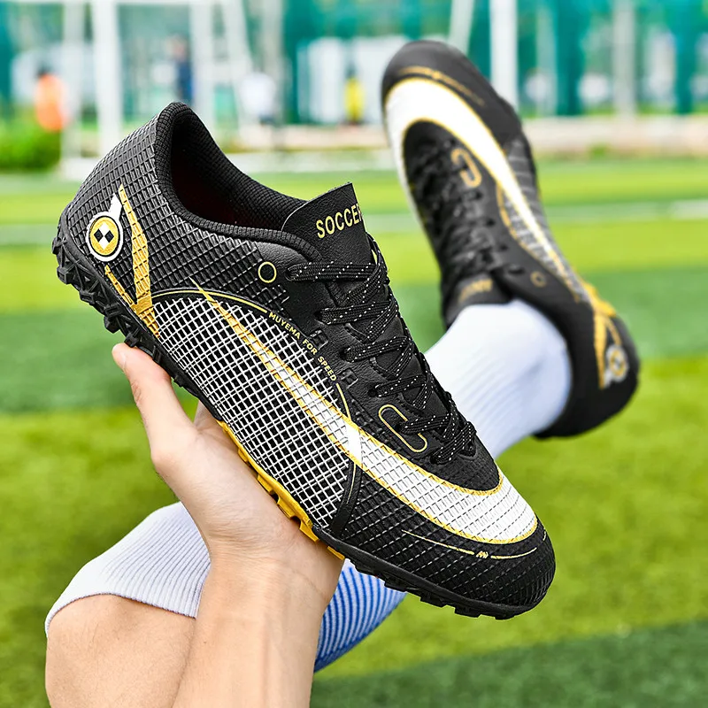 Blue Children's Football Shoes Trainers Size 31-46  Lace-up Low Football Sneakers for Teenager Non-slip Indoor Soccer Cleats Men