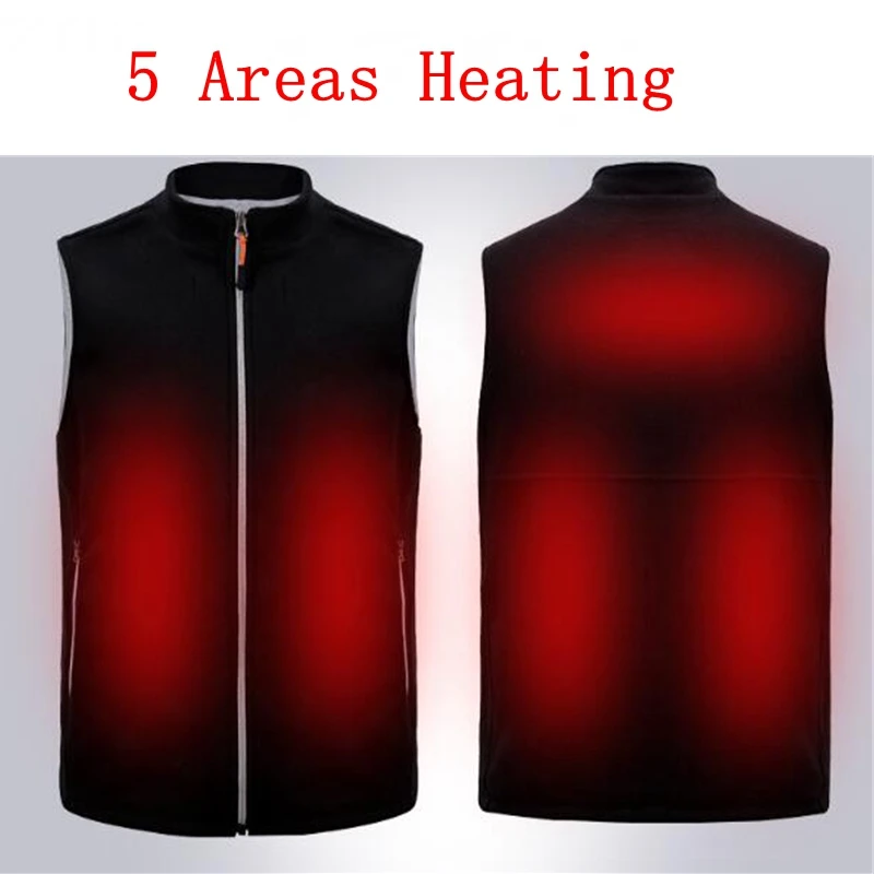 

5Area Heated Vest Electric Heated Jacket Men Women Winter Camping Sportswear Heated Coat Graphene Down Jacket USB Heating Jacket