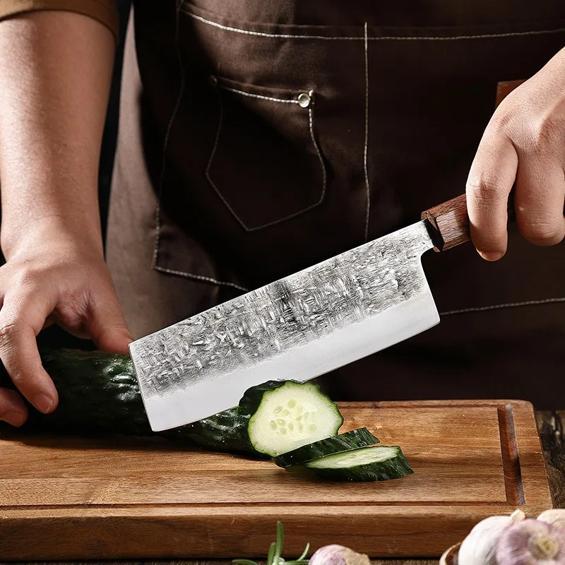 Кованый нож шеф-повара для нарезки овощей сантоку из нержавеющей стали мясницкий