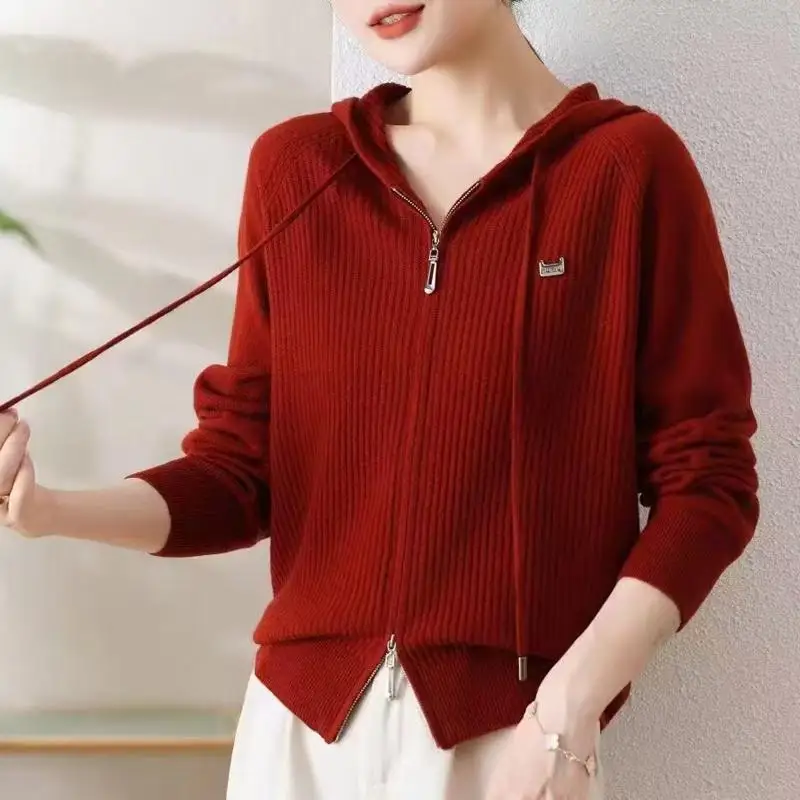 00 женский кардиган на молнии из чистой шерсти осенне-зимняя толстая толстовка с