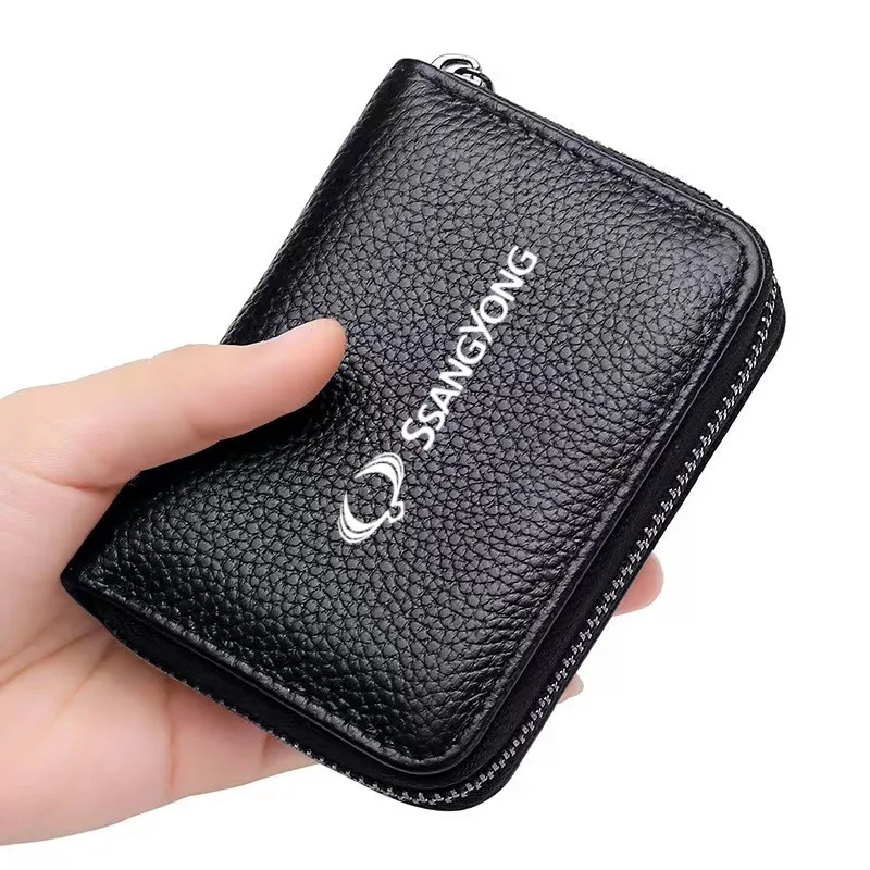 

Leather Credit Card Driver's License Wallet Anti Rfid Protected Bank Card Bag For SsangYong Actyon Korando Kyron Musso Rexton