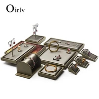 oirlv pu leather jewelery display set for ring necklaces bracelets earrings display jewelry racks customizable