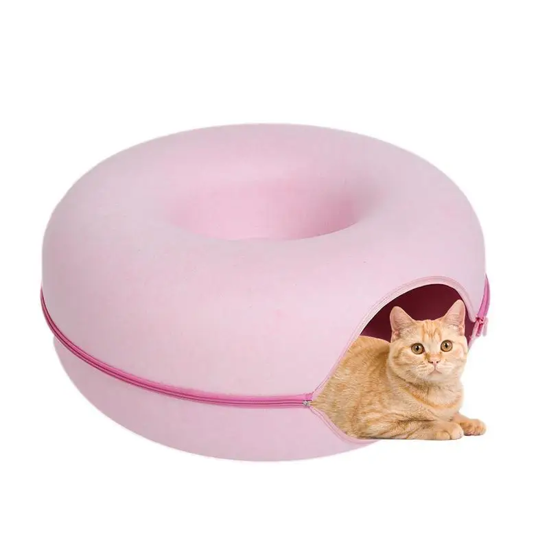 

wild Cat Tunnel Bed kitten Tunnels pet Maze Toy Round Tunnels For Cats Appealing Donut Look Smart Zipper Design kitten Supplies