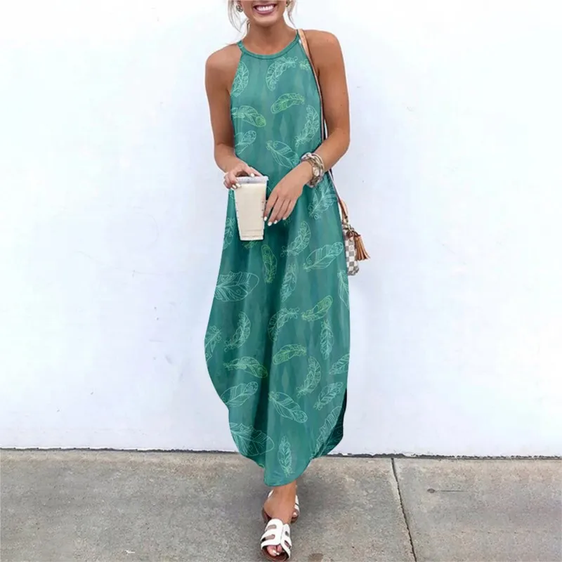 

Feather Printed Long Dresses Women 2023 Maxi Dress New Womens Clothing Summer Women's Wedding Formal Elegant Party Prom Y2k