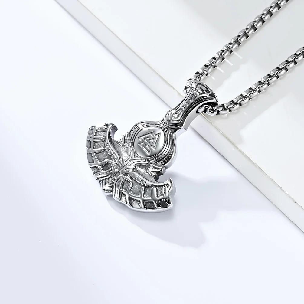 DARHSEN Northern Europe Viking Battle Axe Male Men Necklaces Pendants Black Stainless Steel Chain Party Gift Fashion Jewelry