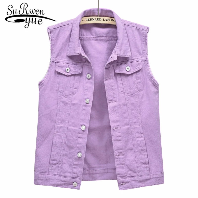 

Жилет женский джинсовый короткий, приталенный тонкий розовый жилет без рукавов с необработанными краями, жилет с дырками, разноцветный, вес...