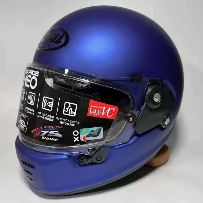 

High Strength Fiberglass Motorcycle Helmet Retro Helmet Kart Racing Helmet NEO Full Helmet Fashion Matte Blue, Capacete