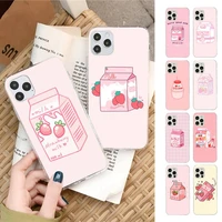 fhnblj strawberry milk phone case for iphone 11 12 13 mini pro max 8 7 6 6s plus x 5 se 2020 xr xs case shell