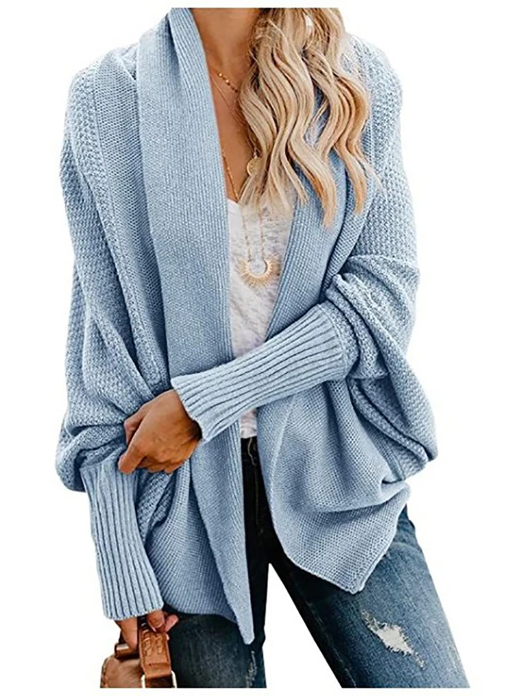 

Women Oversized Sweater Cardigan Clothes Ladies Patchwork Batwing Sleeve Long Outerwear Women Winter Warm Big Size Jacket Coat