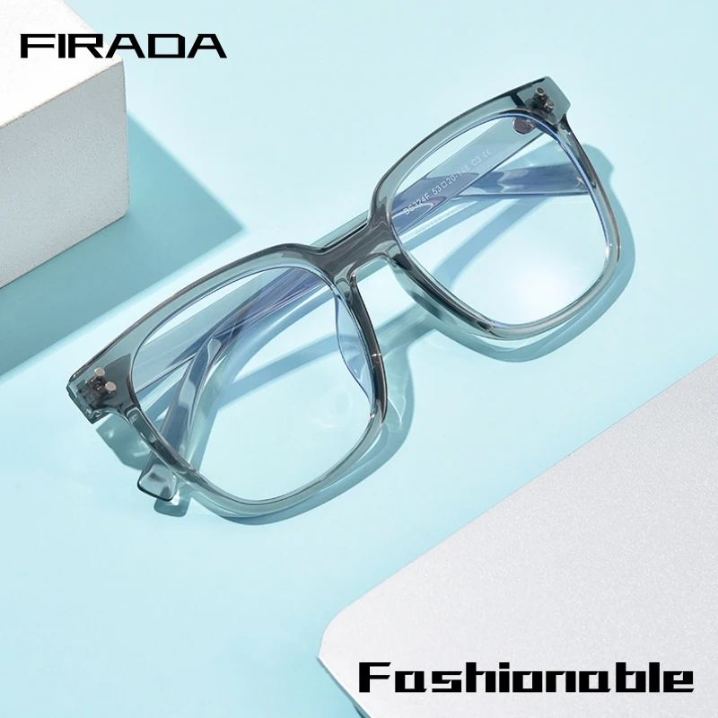 

FIRADA New Fashion Transparent Eyeglasses Women's Vintage Square TR90 Eyewear Optical Prescription Glasses Frame For Men BS324F