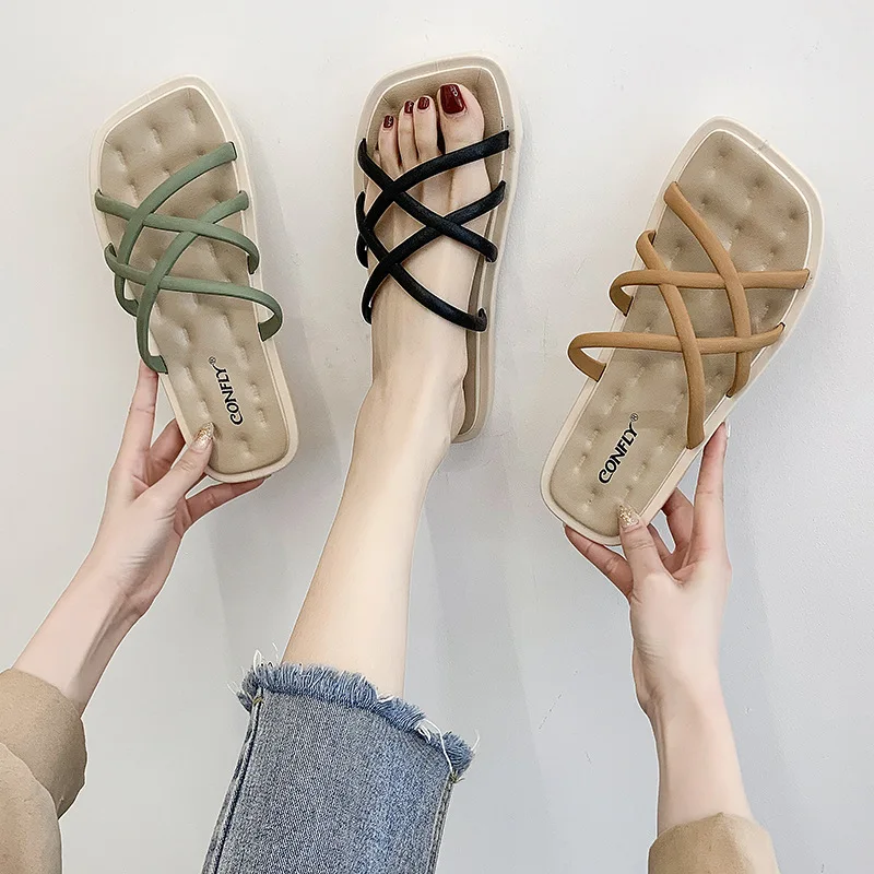 Fashion Sandals Women's Summer New Simple Soft Bottom Flat Bottom Fairy Slippers Are Anti-skid And Wear-resistant