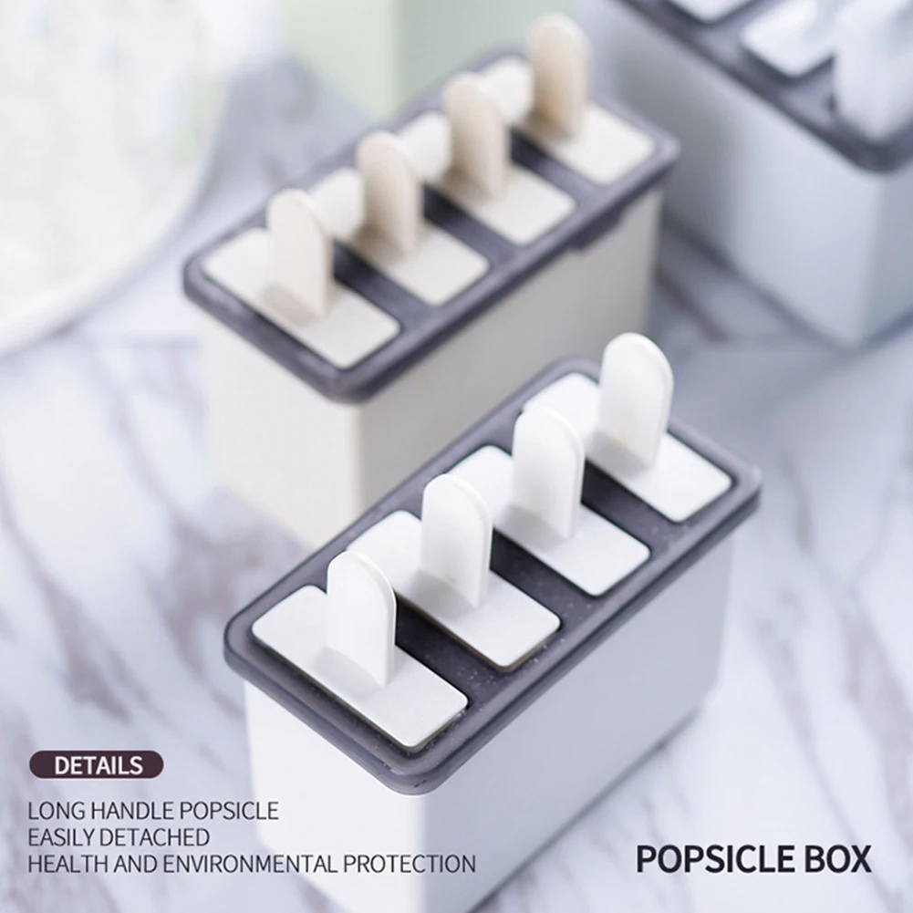 

2PC 4 Cells Ice Cream Mold Frozen Molds Icy Pole Jelly Block Cream Ice Mold Box Set DIY Popsicle Ice Pop Maker Molds