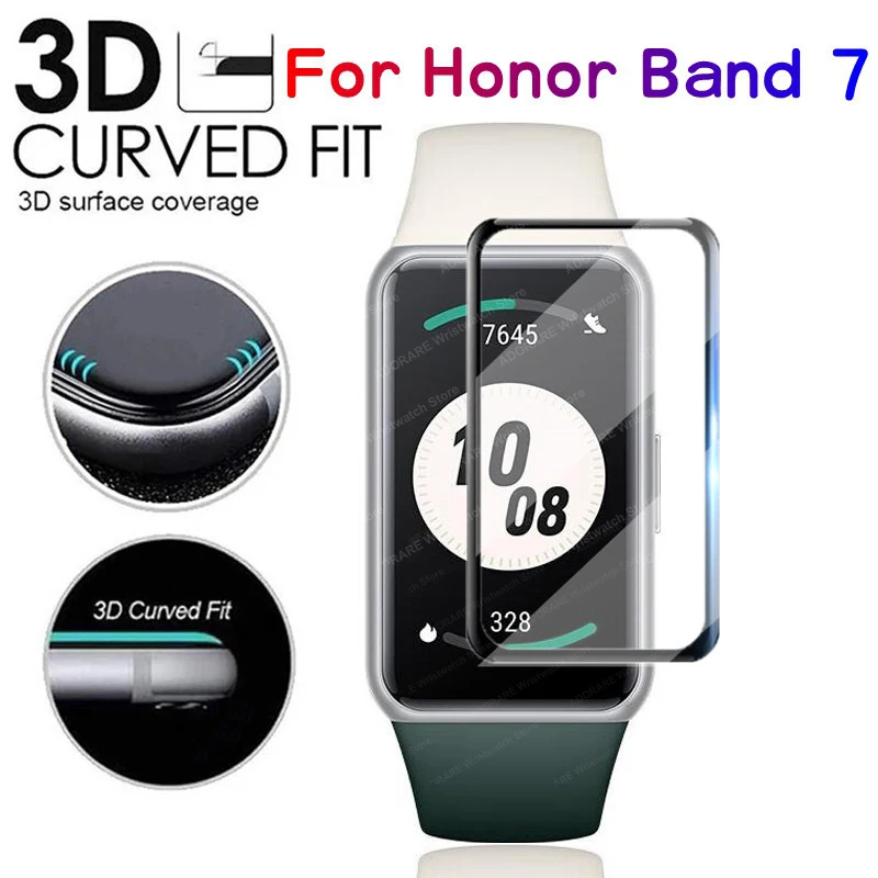 

3D изогнутое защитное мягкое стекло для смарт-часов Honor Band 7, полноэкранная Защитная пленка для Huawei honor watch band 7, стеклянная пленка
