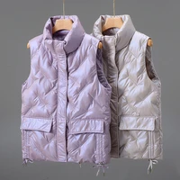 2022 new down cotton vest womens winter wear new vertical collar vest short cotton vest coat tide