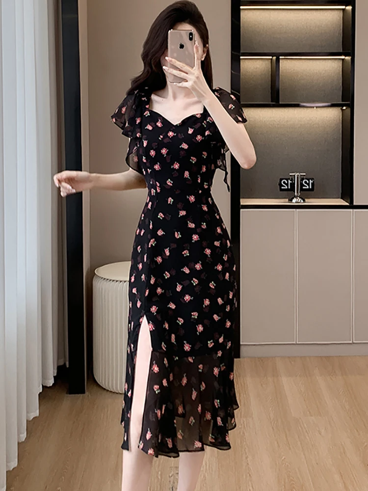 Черное винтажное платье Huti wjwyl