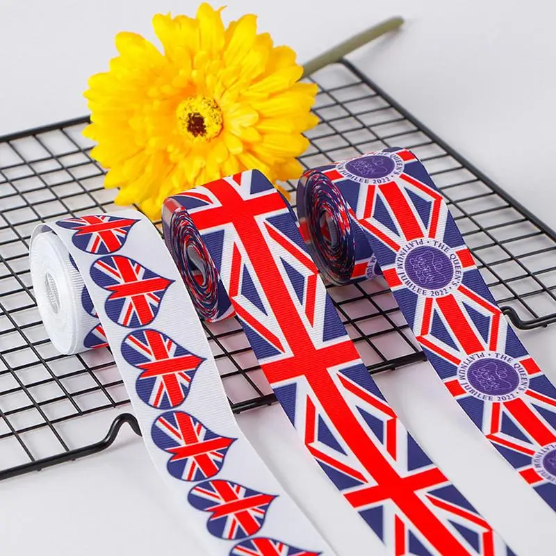 

Queens Jubilee Ribbon 15FT Union Jack Ribbon Roll British Flag Trimmings Braid DIY Ribbons For Queen's Jubilee Parties Crafts