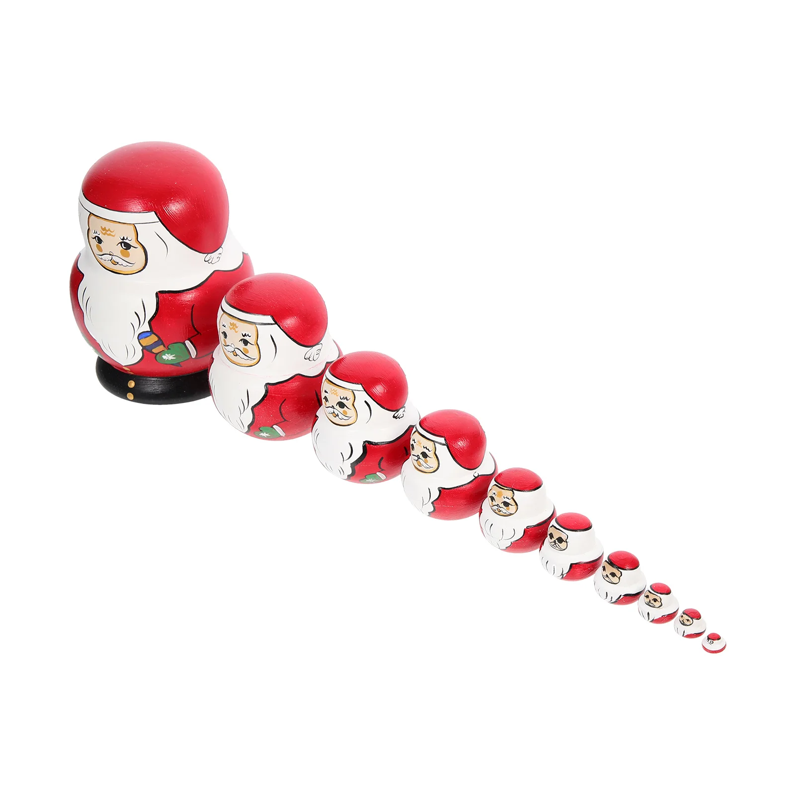 

1 Set Xmas Theme Russian Nesting Doll Wooden Nesting Doll 10-layer Stacking Dolls