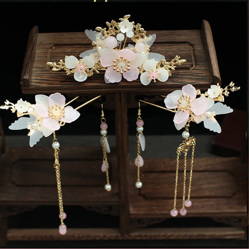 

Hanfu Headdress Full Set of Super Fairy Tassel Step-shaking Hairpin Ancient Chinese Hairpin Hanfu Costume Hair Accessories Women
