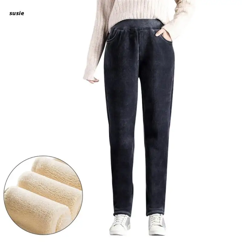 

X7YA Women's Corduroy Pants Casual High Waist Sweatpants Trendy Winter Warm Lounge