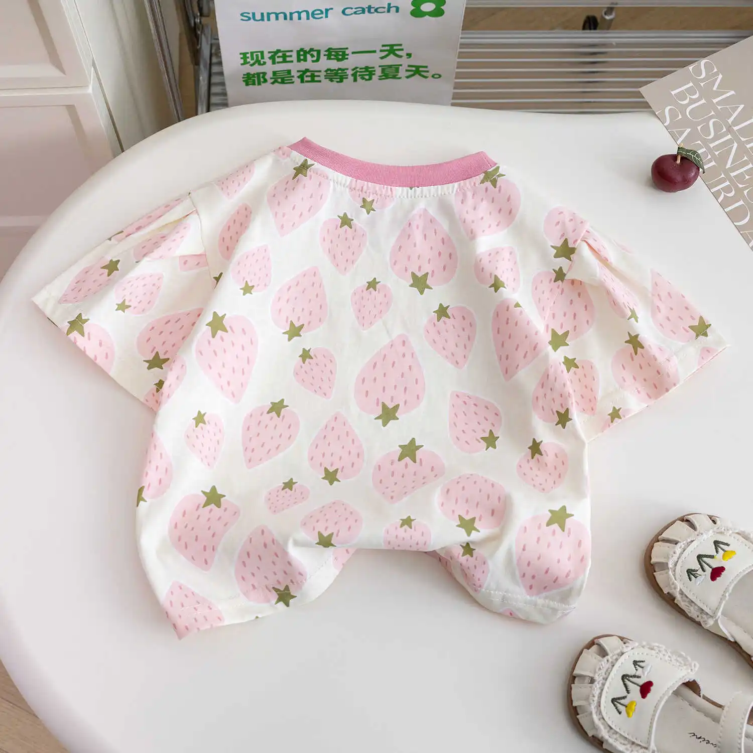 Футболка с коротким рукавом для девочек модный Свободный Топ круглым вырезом и