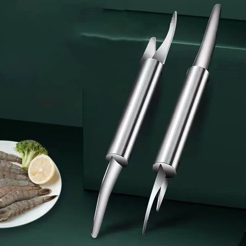 

304 Stainless Steel Shrimp Opener Shrimp Line Remover Fish Scale Peeler Cleanning Tool Kitchen Gadgets Prawn Deveiners Knife